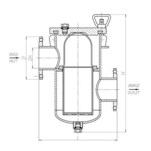 Медный фильтр забортной воды фланцевый 40x4 мм 427-03.106-2 (ИТШЛ6114402-01)